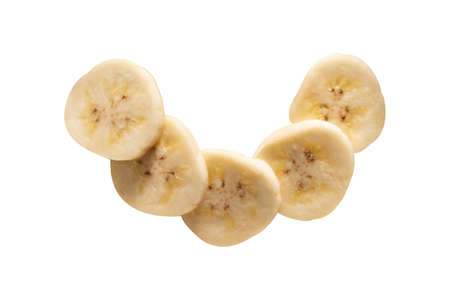 Banana cut in isolated white backgroundの写真素材