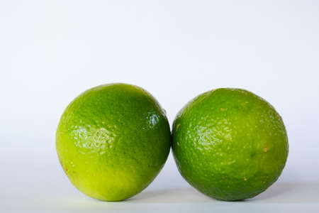 Green lime on white backgroundの写真素材