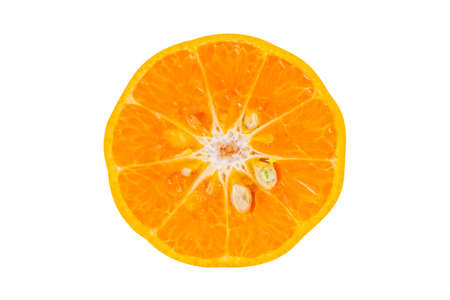 Orange half on isolated white background with clipping pathの写真素材