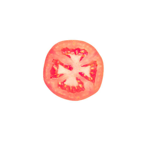 Tomato sliced in isolated white background with clipping pathの写真素材