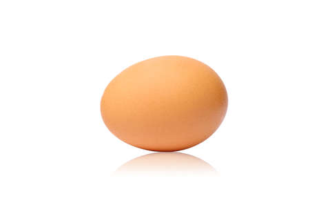 Close-up of egg on white background isolatedの写真素材