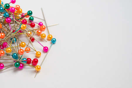 Pin on white background sewing  concept.copy spaceの写真素材