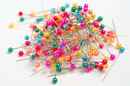 Pin on white background sewing  conceptの写真素材