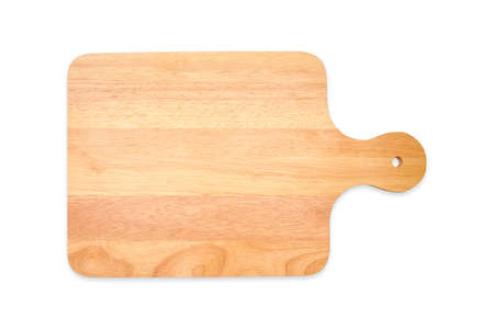 Wooden chopping block on the white background isolatedの写真素材