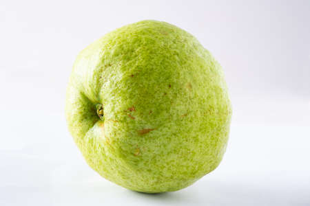 Guava green color on white background.fruit on white backdrop.の写真素材