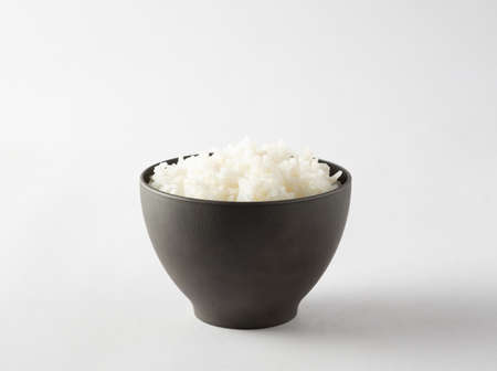 Bowl plastic on white background.kitchen tool.Transparent food container.rice cup.Rice in bowl plastic.の写真素材