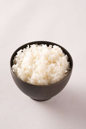 Bowl plastic on white background.kitchen tool.Transparent food container.rice cup.Rice in bowl plastic.の写真素材