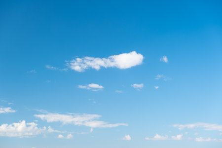 Many small clouds in blue sky.Summer cloudy.White clouds floating in the skyの写真素材