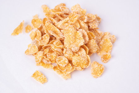 Cereal oat flakes on white background.For food grains in generalの写真素材