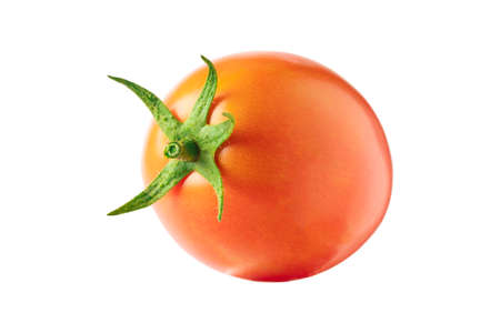 Close-up of tamato in isolated white background  .Ripe, orange-redの写真素材