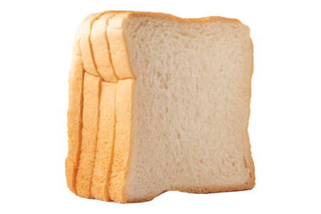 Slice of bread on the white background and isolated with clipping path.の写真素材