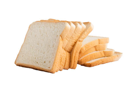 Slice of bread on the white background and isolated with clipping path.の写真素材