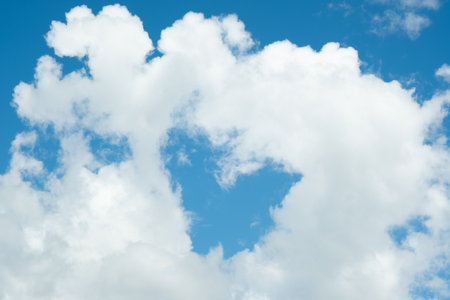 Many small clouds in blue sky.Summer cloudy.White clouds floating in the skyの写真素材