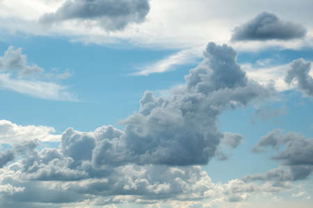 Many small clouds in blue sky.Summer cloudy.White clouds floating in the skyの写真素材