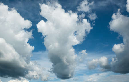 Many small clouds in blue sky.Summer cloudy.White clouds floating in the skyの写真素材