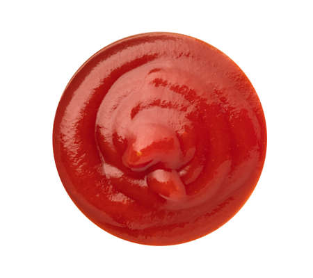 tomato ketchup in isolated  with clipping pathの写真素材