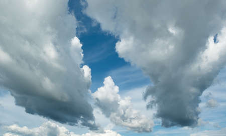 Many small clouds in blue sky.Summer cloudy.White clouds floating in the skyの写真素材