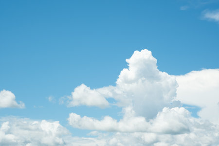 Many small clouds in blue sky.Summer cloudy.White clouds floating in the skyの写真素材