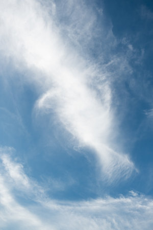 Many small clouds in blue sky.Summer cloudy.White clouds floating in the skyの写真素材