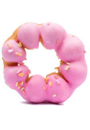Pink Cream Donuts Sprinkled with Shredded Coconut.donuts in isolated with clipping pathの写真素材