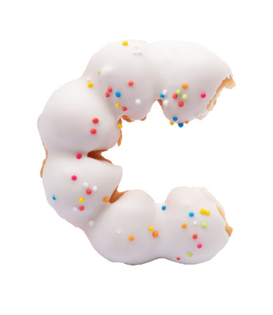 White donut with topping in isolatedの写真素材