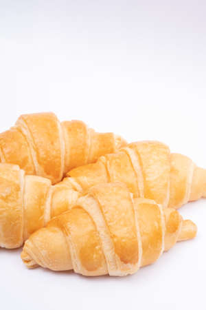 Croissant on a white background.French traditional breadの写真素材