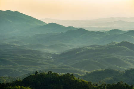 Aerial view of endless lush pastures of CHIANGRAI. View of Mae Ngoen Subdistrict Chiang Saen District Chiang Raiの写真素材