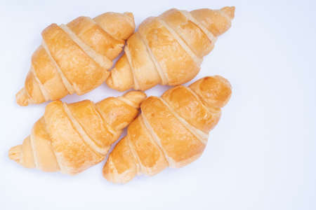 Croissant on a white background.French traditional breadの写真素材