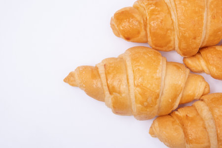 Croissant on a white background.French traditional breadの写真素材