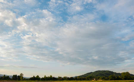 Many small clouds in blue sky.Summer cloudy.White clouds floating in the skyの写真素材