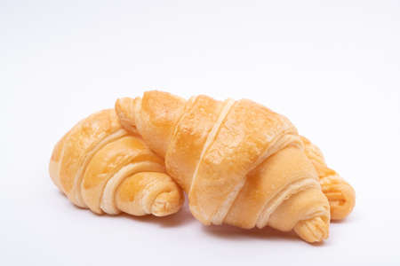 Croissant on a white background.French traditional breadの写真素材