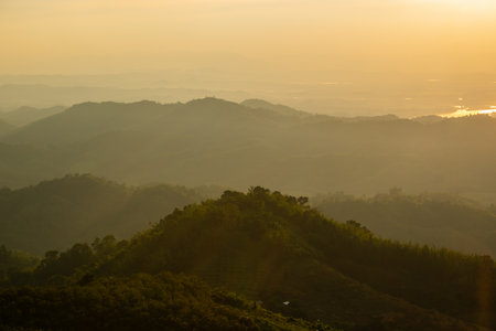 Aerial view of endless lush pastures of CHIANGRAI. View of Mae Ngoen Subdistrict Chiang Saen District Chiang Raiの写真素材