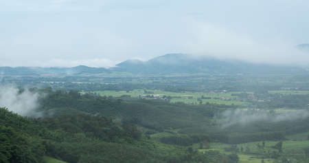 Aerial view of endless lush pastures of CHIANGRAI. View of Mae Ngoen Subdistrict Chiang Saen District Chiang Raiの写真素材