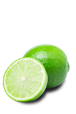 lime in isolated.Green lemon.Lemon isolated on white background with clipping path.copy spaceの写真素材