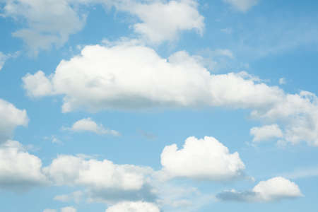 Many small clouds in blue sky.Summer cloudy.White clouds floating in the skの写真素材