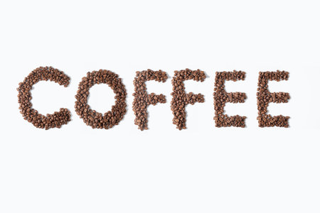 Coffee beans are light brown in isolated.clipping path.の写真素材