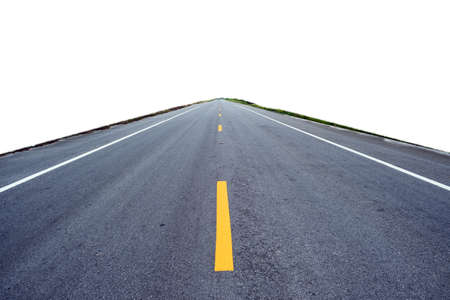 Empty asphalt road isolated on white background,Road in clipping path.の写真素材