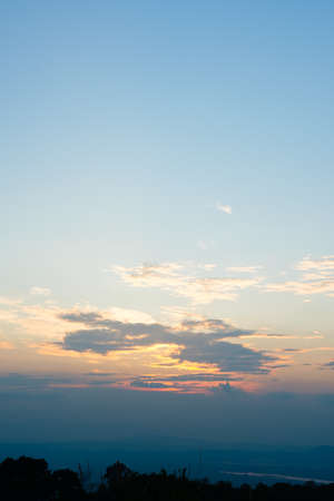 Colorful sunset and sunrise with clouds. Blue and orange color of nature.The sun is going down the...