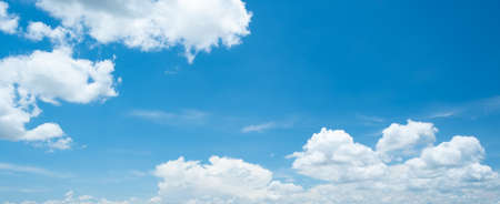 Many small clouds in blue sky.Summer cloudy.White clouds floating in the sky.の写真素材