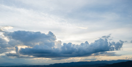 cloud before rainy storm,gray clouds.clouds gathered before the rain.の写真素材