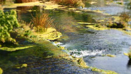 Cold Clear Water Downstream in Krka National Park Croatia, Roski Waterfall