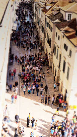 Crowded Placa Stradun in Old Town Dubrovnikのeditorial素材