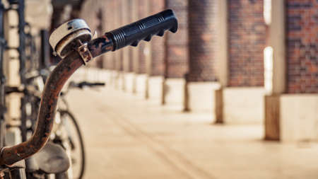 Old Bicycles outside the University of Szeged near Cathedral Square in Szeged, Hungaryの写真素材