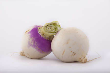 two turnips on a white backgroundの写真素材