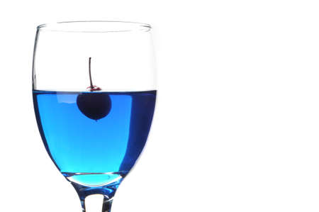 Cherry In Blue Water Isolated White Backgroundの写真素材