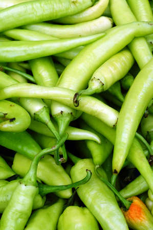 Close up green chilli in nice pattern