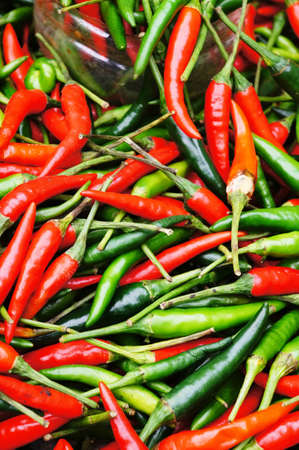 Close up red and green chilli with nice texture