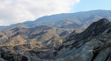 Landscape of rocky mountains in the AlmerÃ­a area of Spainの写真素材