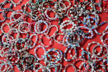 Beautiful bracelet of crystal ball in beautiful colorsの写真素材