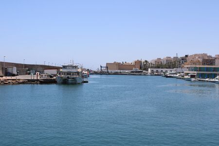 Marina and places of leisure and tourism in the village of Roquetas de Mar of AlmerÃ­a , Spain on july 14, 2019のeditorial素材